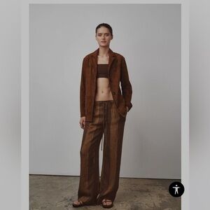 Zara 100% linen striped pants ZW Collection